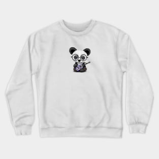 Baby Panda Playing Greek Flag Guitar Crewneck Sweatshirt